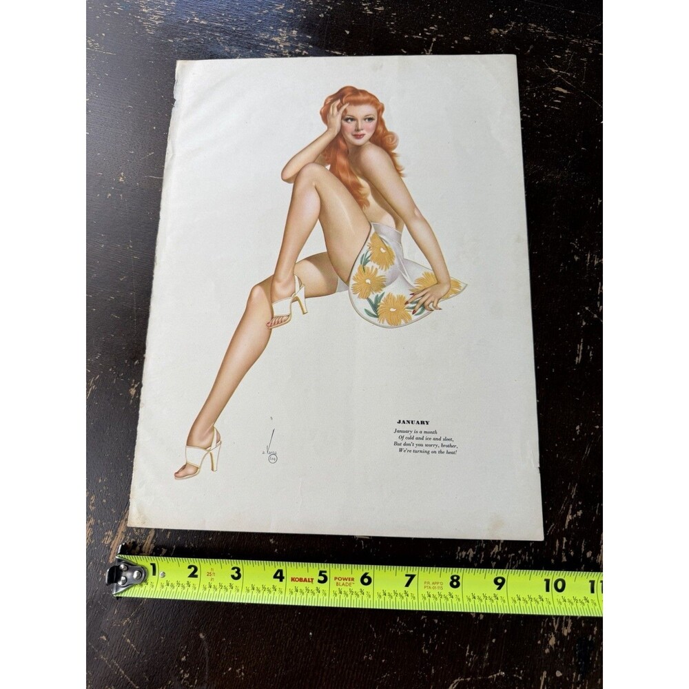 Varga Calendar Girls 1945 2 Sided January & February Alberto Vargas Stack Pinup